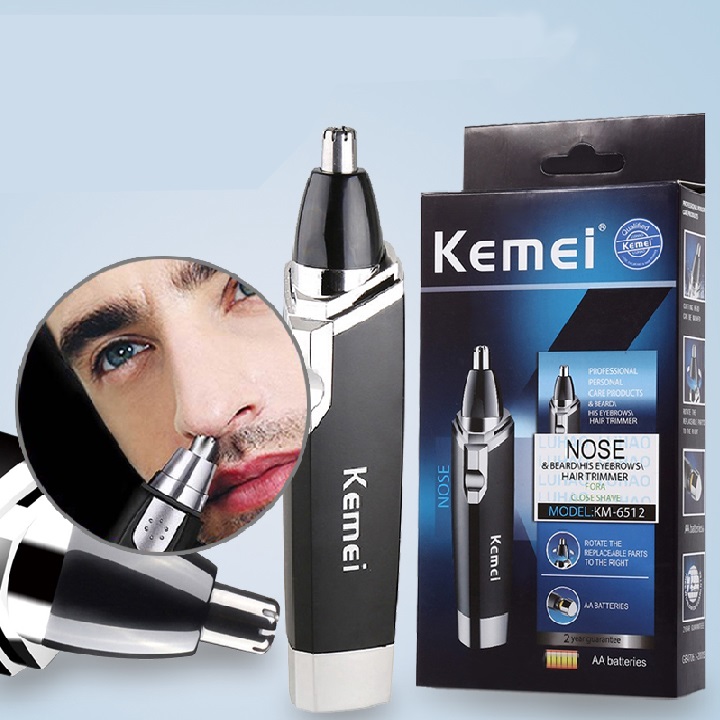Máy tỉa lông mũi kemei km-6512 dùng pin tiện lợi , dụng cụ cắt tỉa lông mũi , bảo hàng 12 tháng
