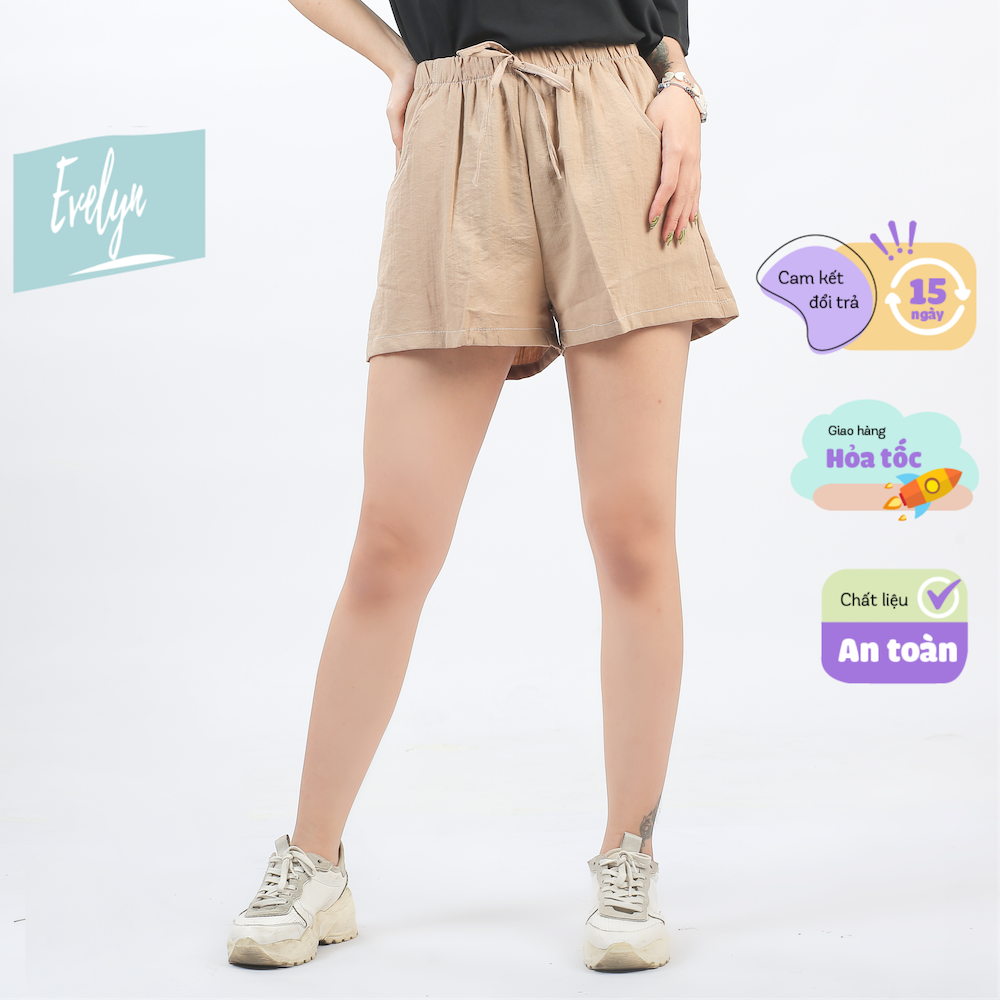 Quần đùi nữ chất đũi quần short nữ chất vải mềm cực mát Evelyn