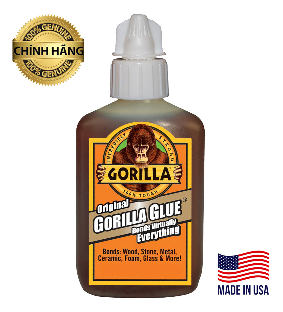 Keo dán Gorilla Glue nhập khẩu chính hãng Mỹ - Keo dính gỗ, gốm sứ, kim loại, thủy tinh, nhựa, dán giày dép – Keo dán giày dép – Keo dán gỗ - Keo dán giầy thể thao – Keo dán giầy da Gorilla thương hiệu Mỹ, 59ml