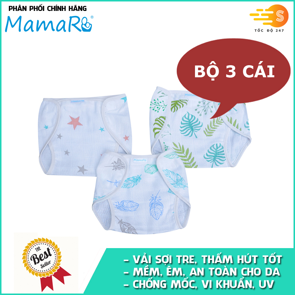 Bộ 3 cái tả quần vải sợi tre cho bé mềm mại Mamaru MA-TQ01 - Tốc độ 247