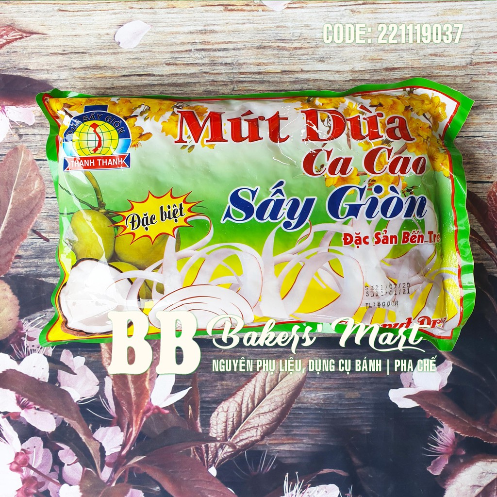 [HCM]Mứt dừa cacao SẤY GIÒN Bến Tre đặc biệt - Gói 500gr