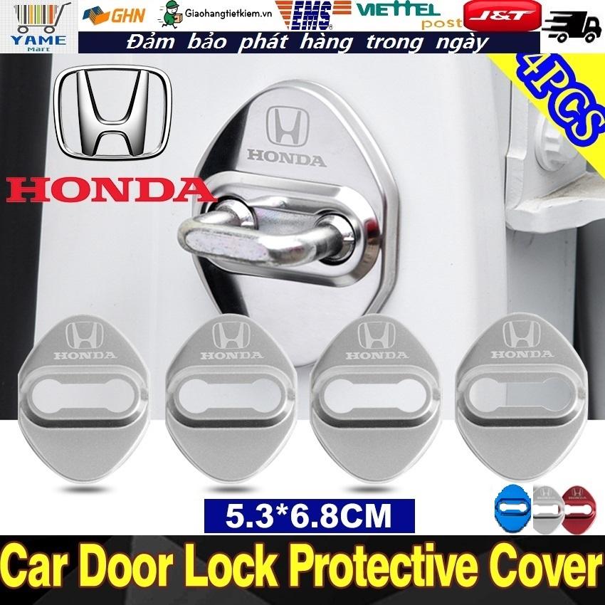 【Có hàng sẵn】4Pcs Vỏ bọc bảo vệ khóa cửa xe Logo xe hơi Car Door Lock Cover Stainless Steel Car-Styling Protecting Sticker For HONDA