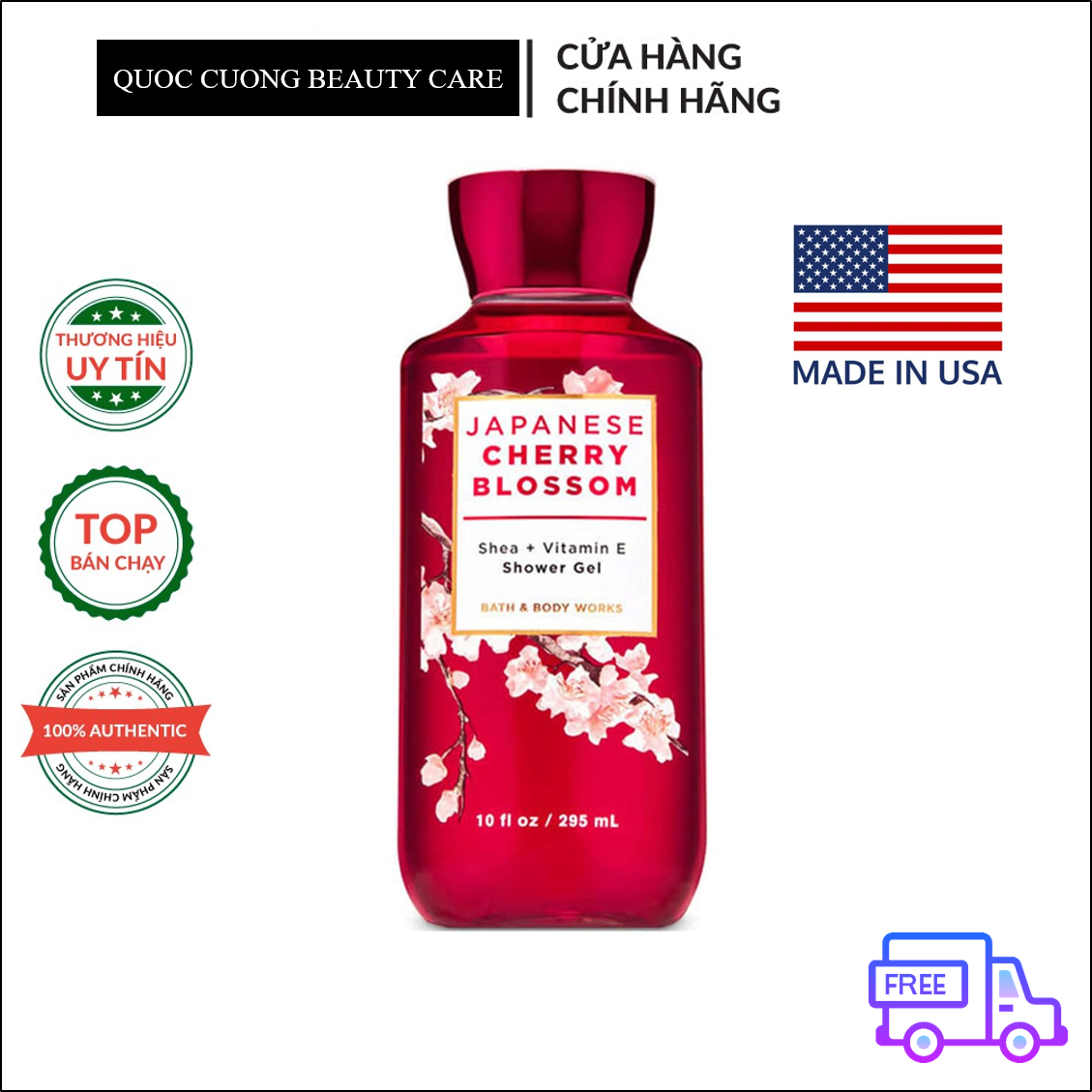 [HCM]Sữa tắm hương hoa anh đào Bath & Body Works Japanese Cherry Blossom Shower Gel 295ml (Shea + Vitamin E)