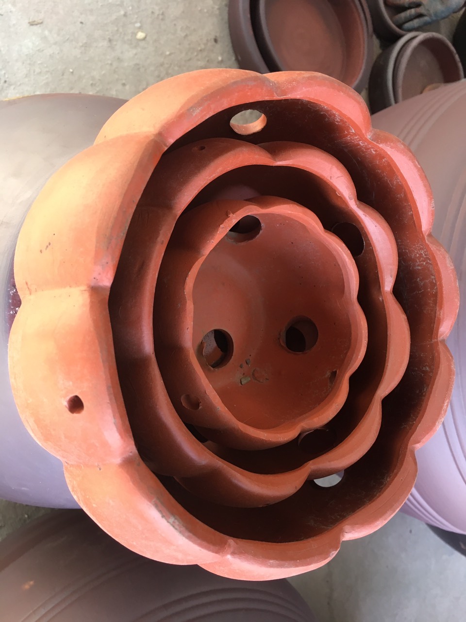 Cặp 3 chậu Lan bằng đất nung trồng hoa Lan, cây phong Lan, phong lan loại 1 Bát Tràng