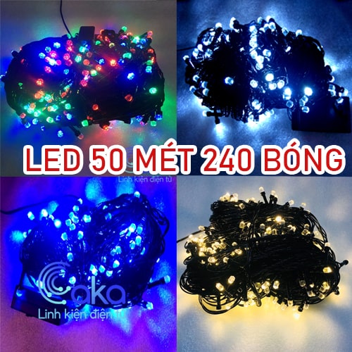 Dây đèn led nhấp nháy 50m trang trí tết, noel, nhà cửa sân vườn