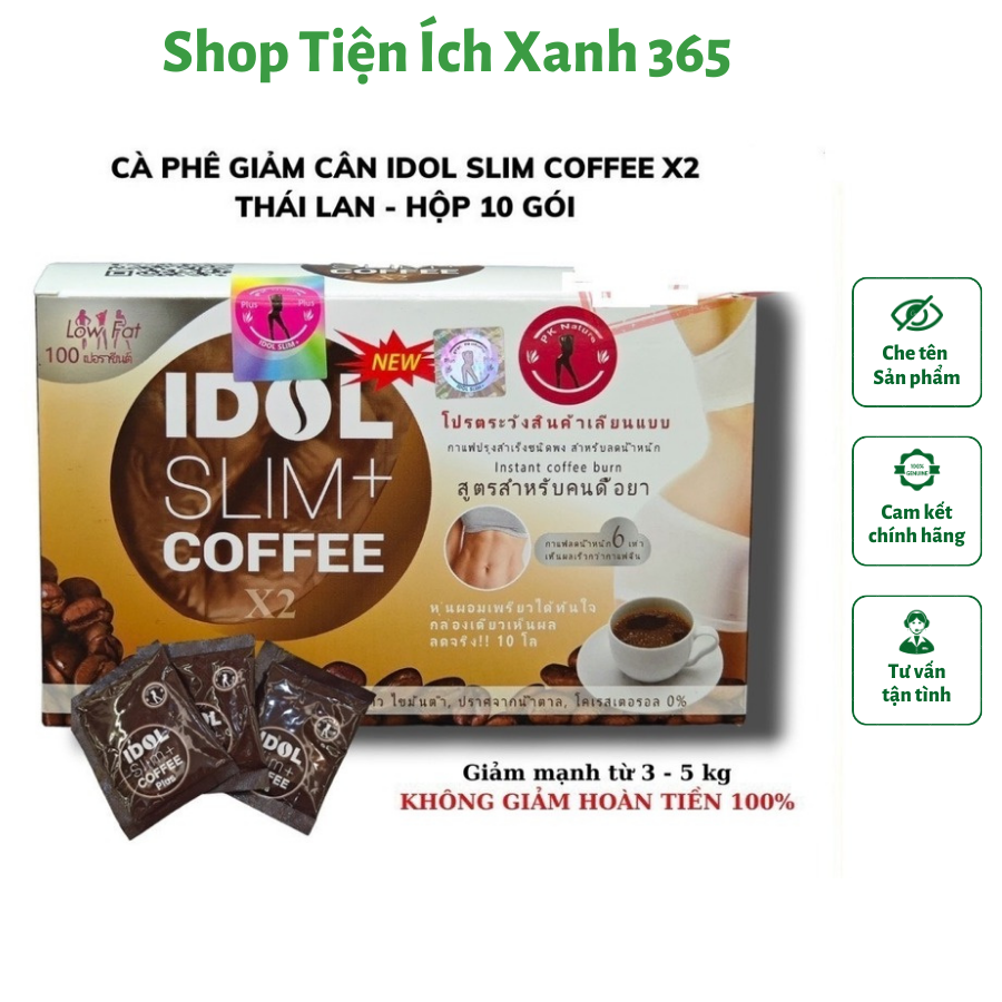 Cà Phê Giảm Cân Idol Slim X2 Hộp 10 gói Chính Hãng Bao Chuẩn Từng Gói - Shop Tiện Ích Xanh 365