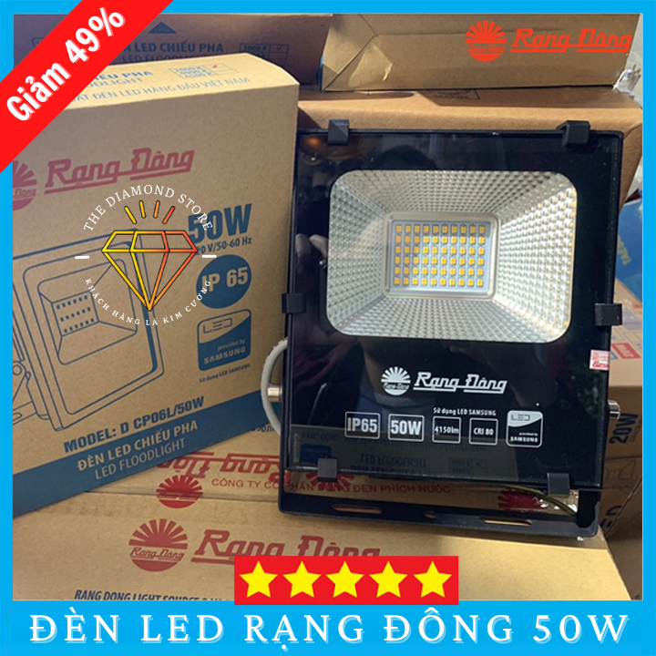 Đèn Led Siêu Sáng Rạng Đông - Đèn LED Chiếu Pha CP06 50W 6500K/3000K SS Chống Nước IP66 Chống Mưa Nắng Tuổi Thọ Cao
