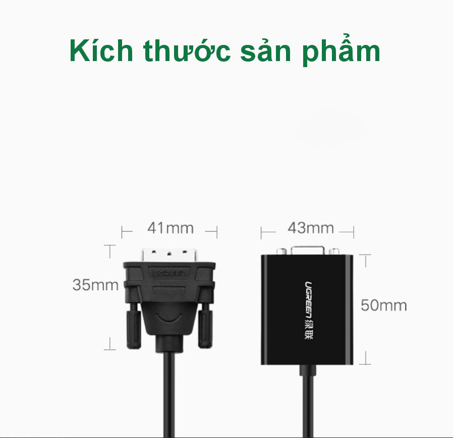 Bộ chuyển đổi (adaptor) DVI 24+1 sang VGA 30cm UGREEN MM108 40387 Bộ chuyển đổi (adaptor) DVI 24+1 sang VGA 30cm UGREEN MM108 40387
