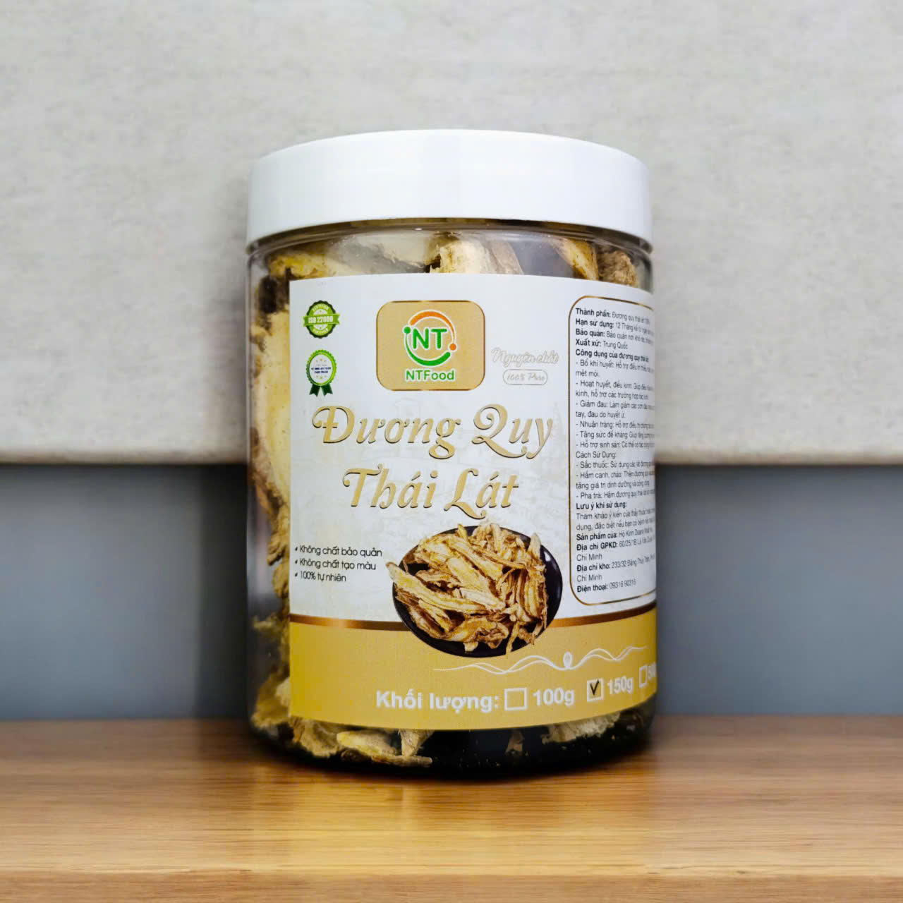 Đương Quy Thái Lát / Sâm Đương Quy Khô Thái Lát (Quy Ngố Phiến) Hũ 150g - Hàng thái mỏng, khô, sạch, thơm - Nhất Tín Food