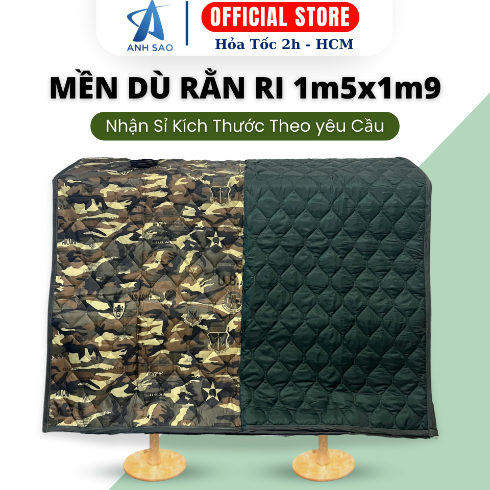 Mền Dù Răn Ri Quân Đội Siêu Mát Mỏng Nhẹ Dùng Mùa Hè Dễ Gấp Gọn Đi Du Lich Xe Khách Ánh Sao 1m5x1m9