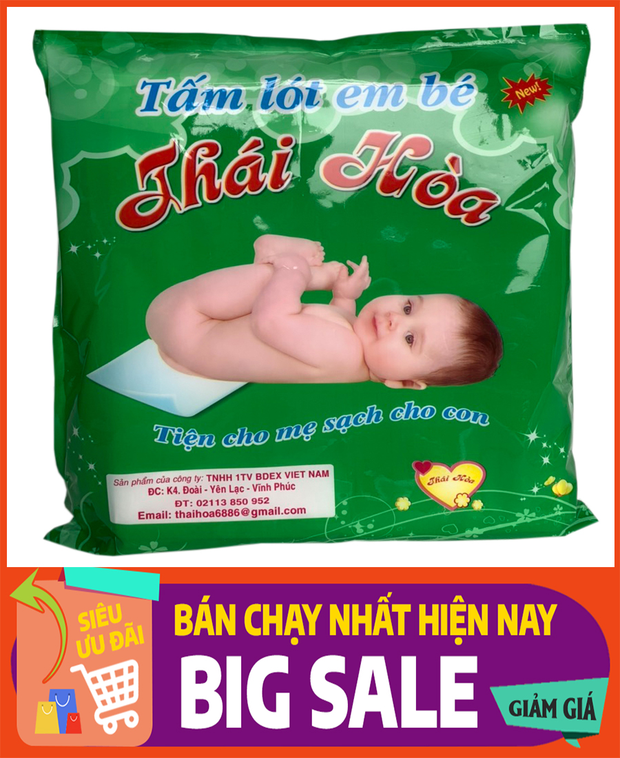 Tấm lót phân su sơ sinh 3 lớp Thái Hòa (200gram - 35 tờ)