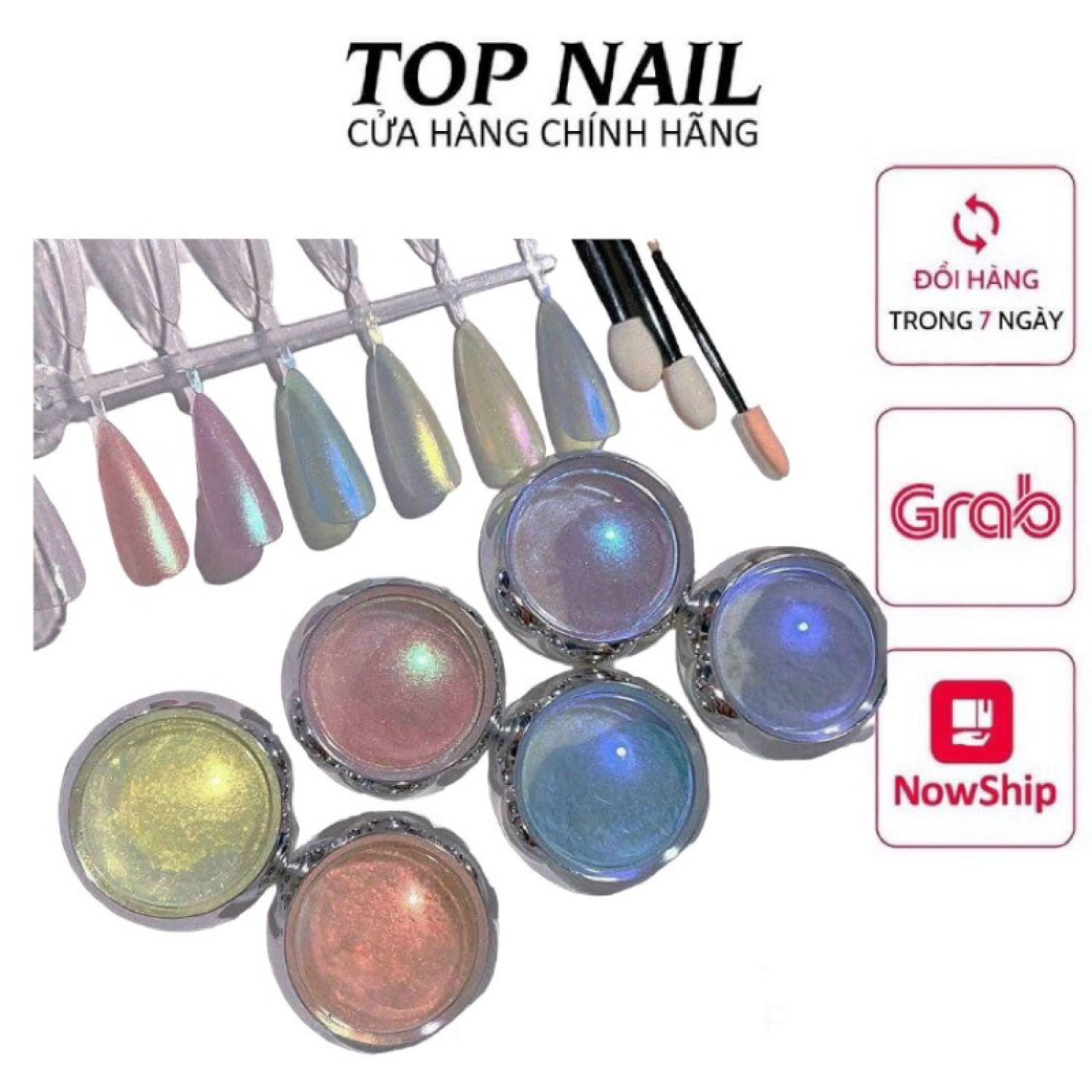 Set bột nhũ tráng gương ánh trai 6 hũ
