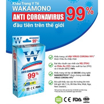 Khẩu Trang Y Tế 4 Lớp TRẺ EM WAKAMONO Diệt Virus Corona 99% (10 Cái/Hộp)