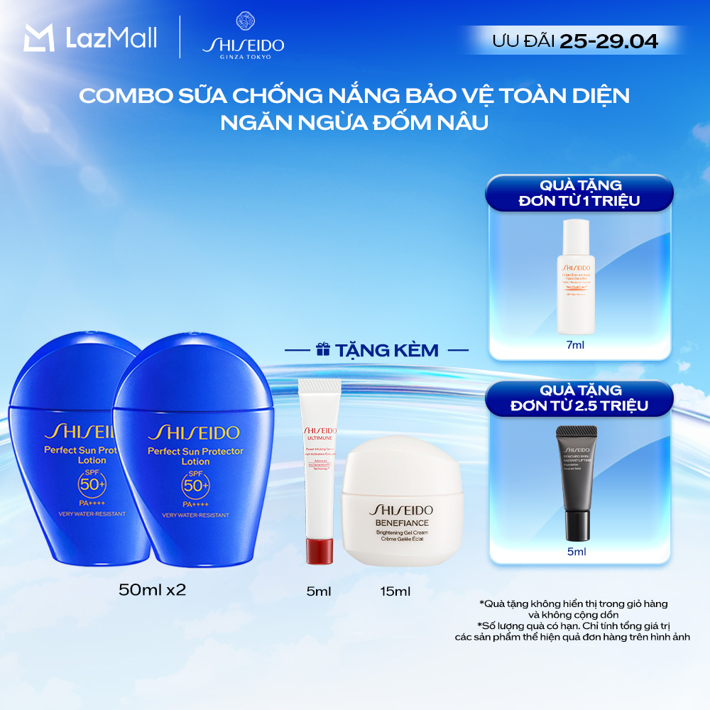 Combo X2 Chống Nắng Toàn Diện Ngăn Ngừa Lão Hóa Làm Mờ Đốm Nâu Nhờ Công Nghệ Profencel - Sữa Chống Nắng Dưỡng Da Shiseido
