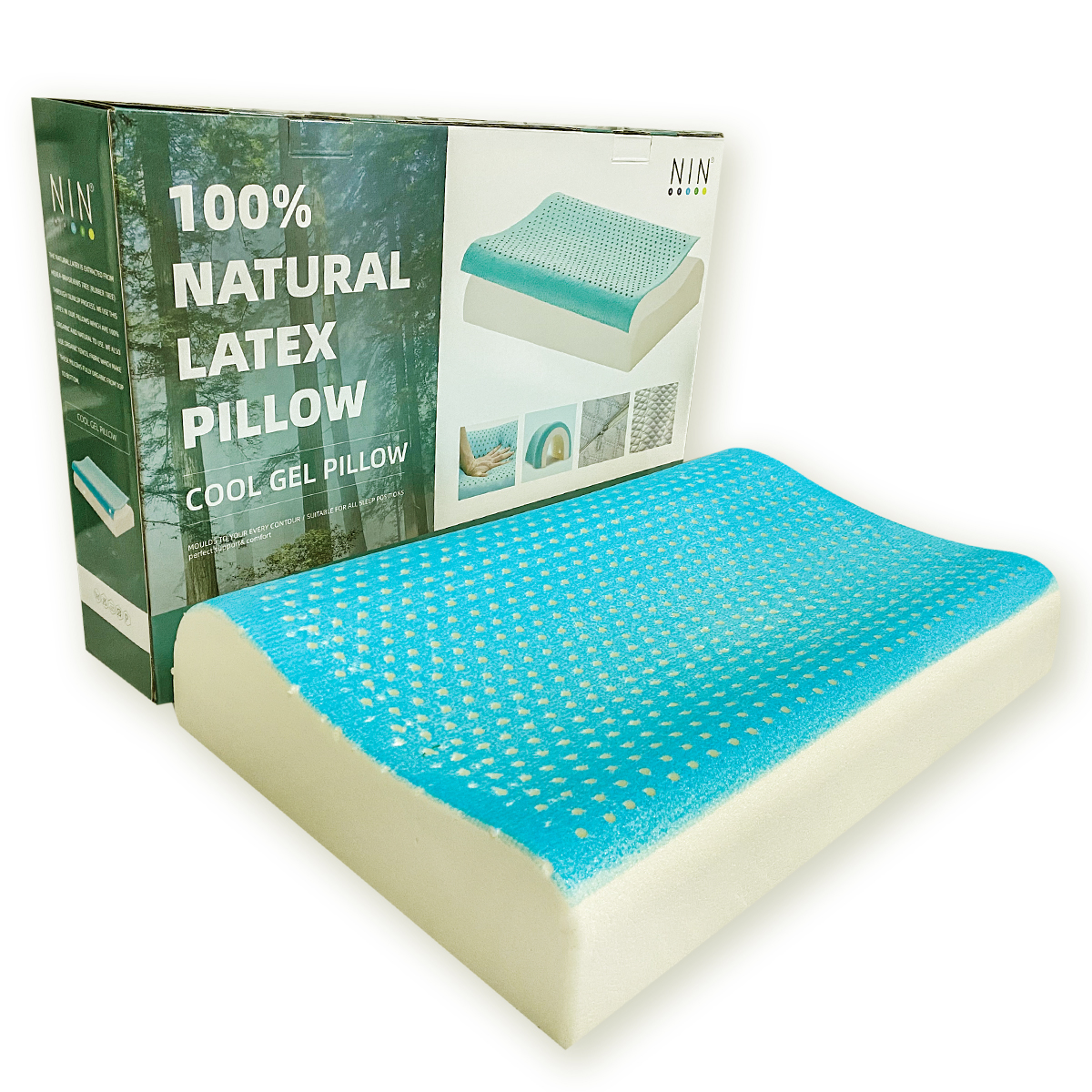 Gối cao su thiên nhiên Cool Gel hỗ trợ lưu làm mát kích thước 6010/12cm