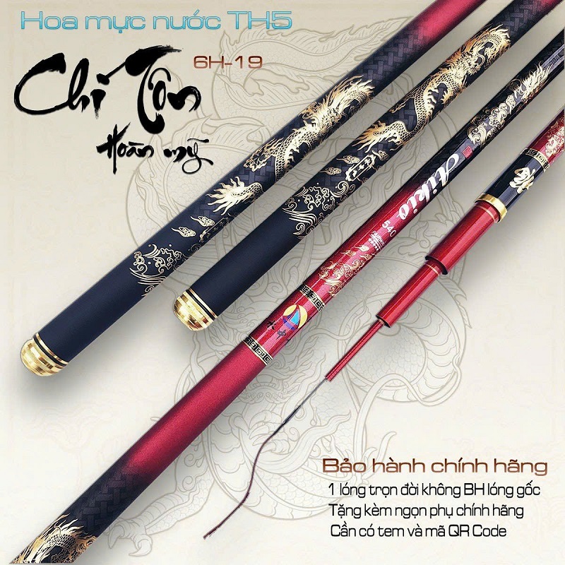 [Bảo Hành 1 Lóng Trọn Đời]Cần Câu Tay Hoa Mực Nước Thế Hệ 5 Chí Tôn Hoàn Mỹ 6H, phân bổ lực 19i CT55