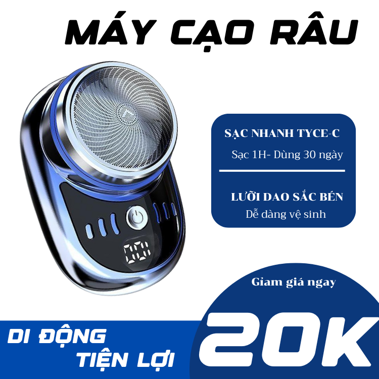 Máy cạo râu 3 lưỡi kép, dao cạo râu điện chống nước IPX7 nhỏ gọn bỏ túi, bộ cạo râu du lịch