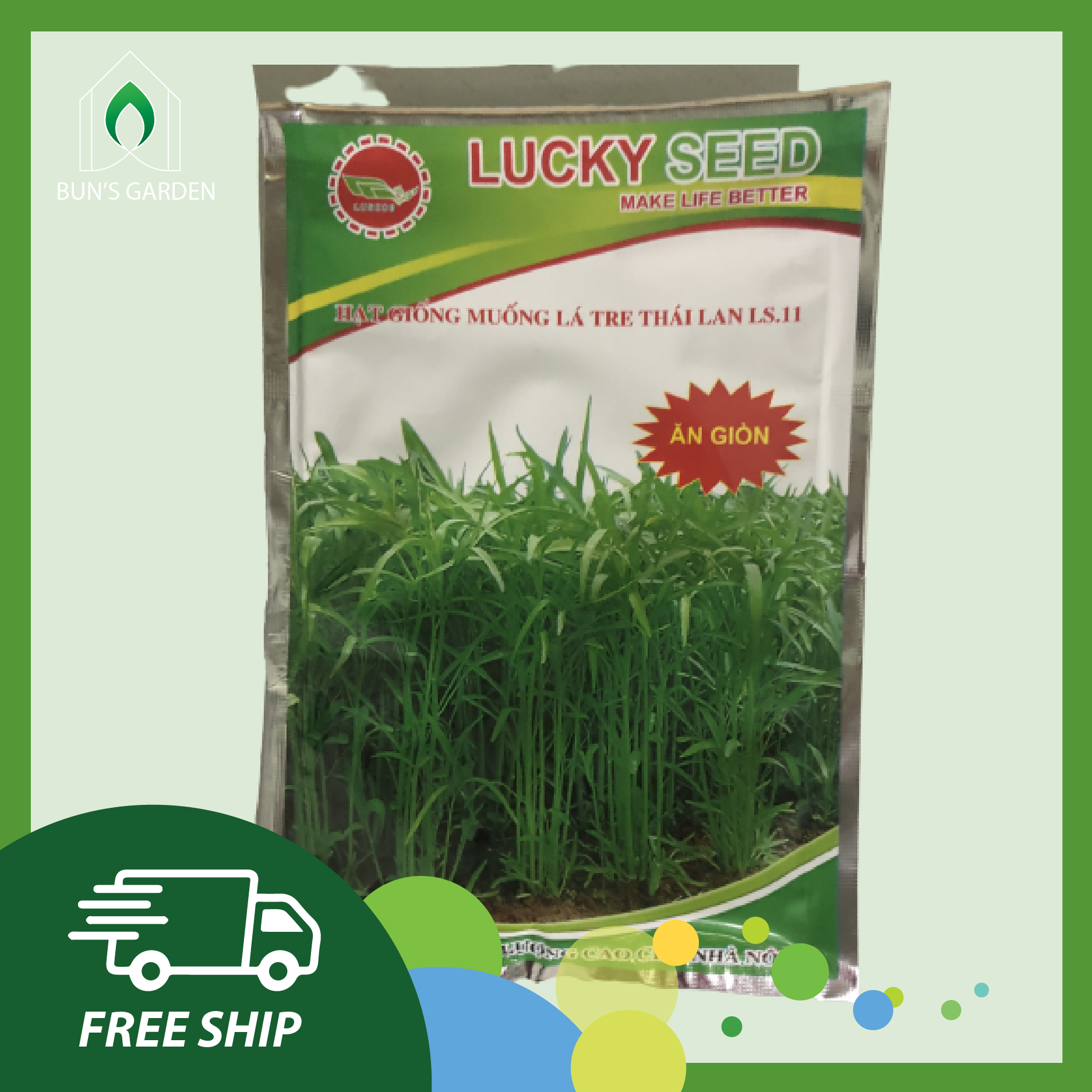 Hạt giống rau muống lá tre - Ngon ngọt, thân giòn - Gói 50g tiêu chuẩn công ty