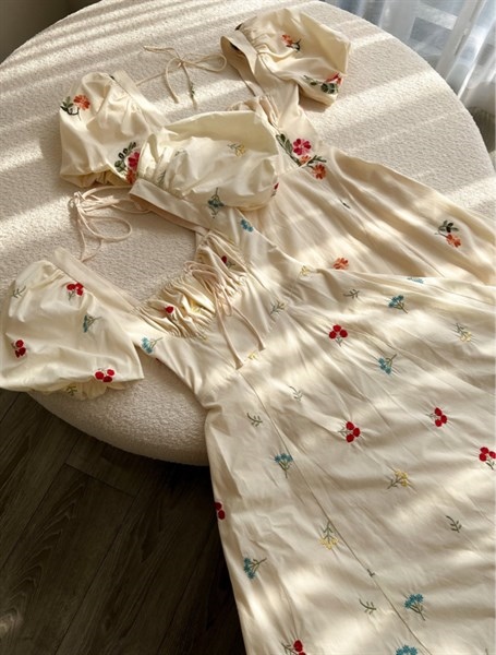 Đầm tay phồng hoa cocobebe