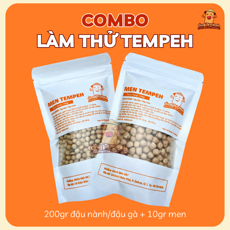 Combo 10gr men 200gr đậu làm thử tempeh tại nhà - nguyên liệu làm tempeh chuẩn vị indonesia
