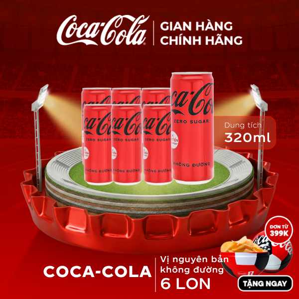 [SIÊU SALE ] Lốc 6 Lon Nước Ngọt Giải Khát Không Đường Coca-Cola Zero 320ml/Lon Sale 25.06 Coca-Cola Chính Hãng_LD
