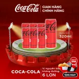[SIÊU SALE ] Lốc 6 Lon Nước Ngọt Giải Khát Không Đường Coca-Cola Zero 320ml/Lon Sale 25.06 Coca-Cola Chính Hãng_LD