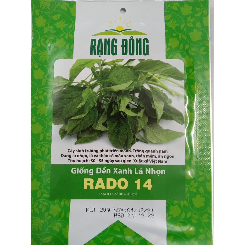 Hạt giống Rau dền xanh lá nhọn Rado 14 (50g) Rạng Đông | VTNN Cần Thơ