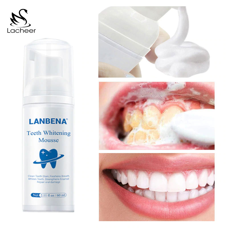 [HCM]LANBENA Tinh chất làm trắng răng khử mùi hôi miệng kem đánh răng làm sạch răng tẩy vết ố Whitening Teeth Toothpaste Mousse