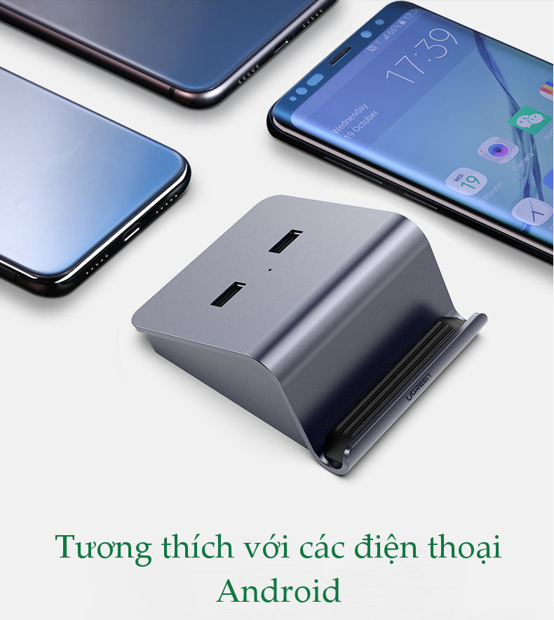 Giá đỡ điện thoại kèm Hub USB 2.0 2 cổng hỗ trợ OTG, Bluetooth 4.0 UGREEN CM214 50924 - Hàng chính hãng Giá đỡ điện thoại kèm Hub USB 2.0 2 cổng hỗ trợ OTG, Bluetooth 4.0 UGREEN CM214 50924 - Hàng chính hãng