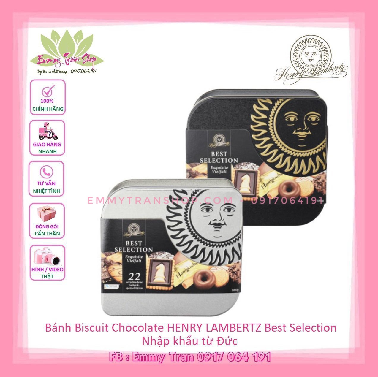 Bánh Quy Phủ Socola Henry Lambertz Best Selection - Nhập khẩu từ Đức