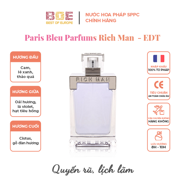 Nước hoa nam chính hãng pháp paris bleu parfums rich man 100ml boeric01
