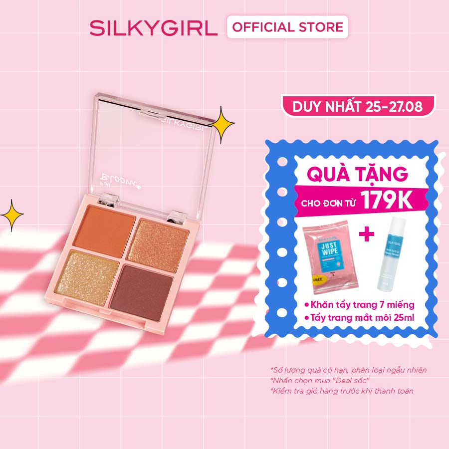 Phấn mắt 4 ô có nhũ silky girl full bloom quad 6g