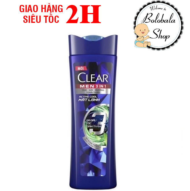 Clear Men tắm gội dưỡng toàn thân 3 trong 1 chai 70g/ 140g - hàng tặng