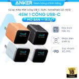 [NEW for iPhone17] Củ Sạc Nhanh Anker 45W USB-C | Màn Hình LED Hiển Thị Công Suất | Chân gập 180° | Công nghệ GaN chính hãng – Sạc nhanh dành cho iPhone 15/16/17, Samsung, iPad - A121D