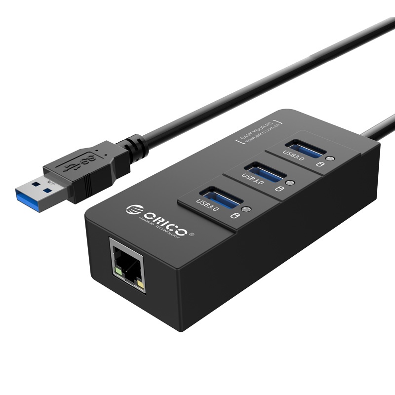 Bộ chia usb 3.0 3 cổng tích hợp cổng lan giga orico hr01-u3 - hàng phân phối chính hãng