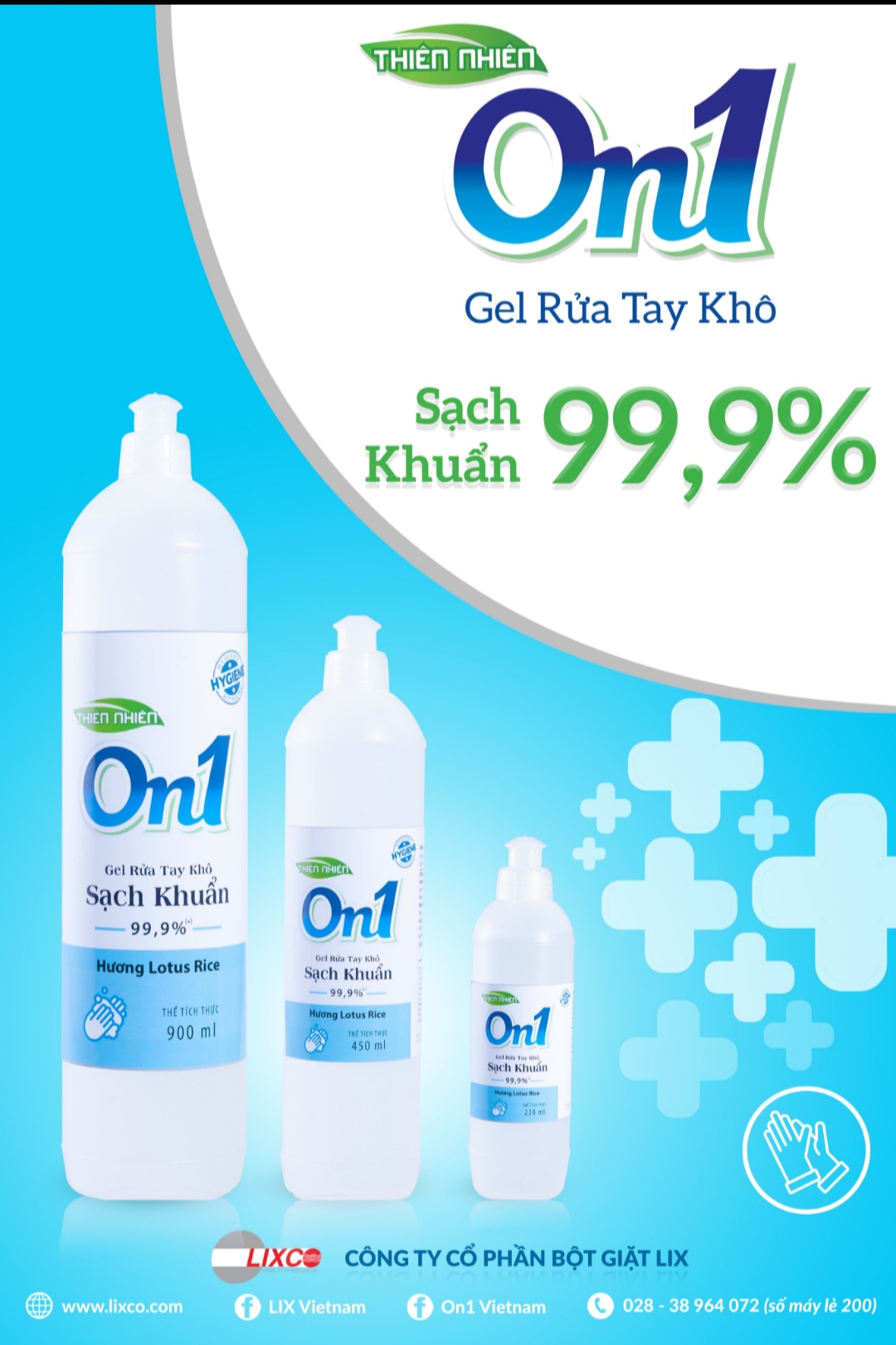 Gel rửa tay khô on1 lotus rice- 450ml