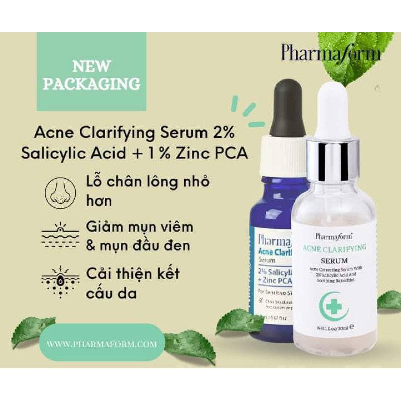 Acne Clarifying Serum thâm mụn 2% Salicylic Acid + 1 % Zinc PCA 30ml