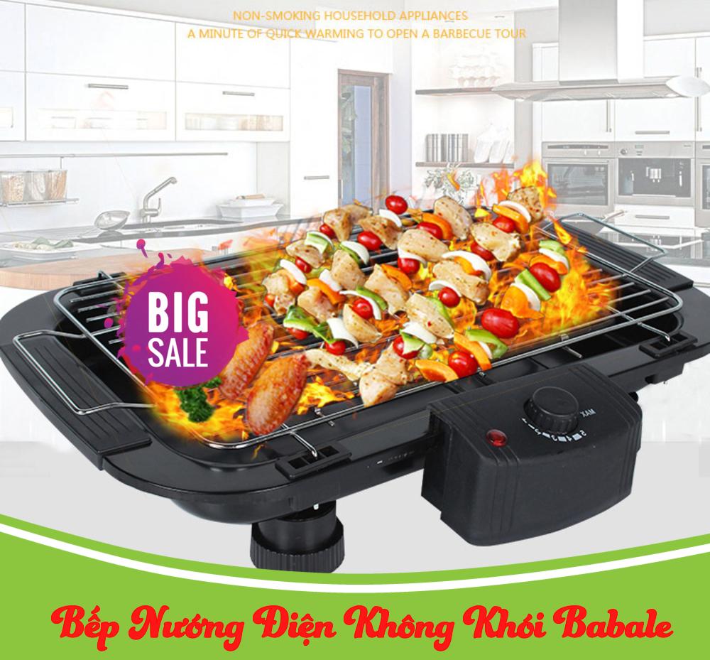 Chảo nướng điện đa năng, bếp nướng điện, bếp nướng vỉ không khói babale - vỉ nướng dóc mỡ, chất liệu cao cấp cách điện - sale giá sốc 50%, bảo hành uy tín