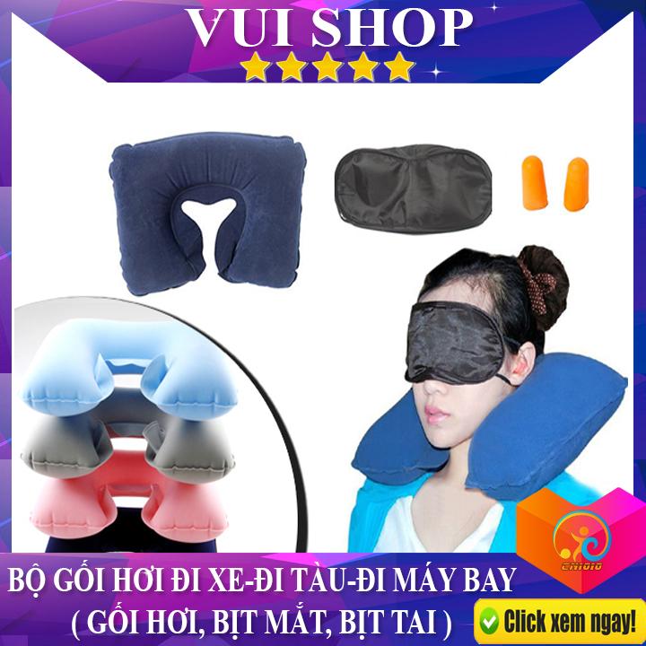Freeship-bộ gối hơi đi xe đi tàu đi máy bay- gối hơi bịt mắt bịt tai -