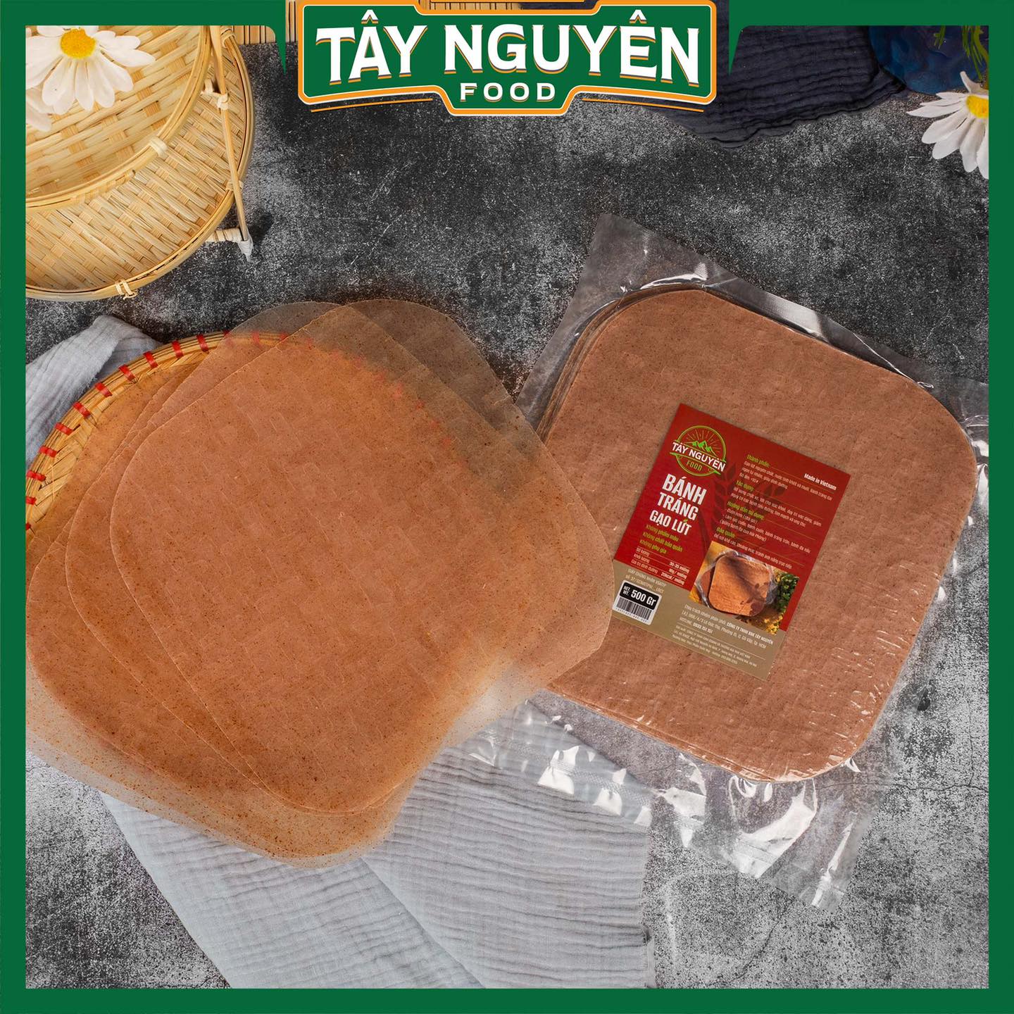 Bánh tráng gạo lứt eat clean 500gr - tây nguyên food