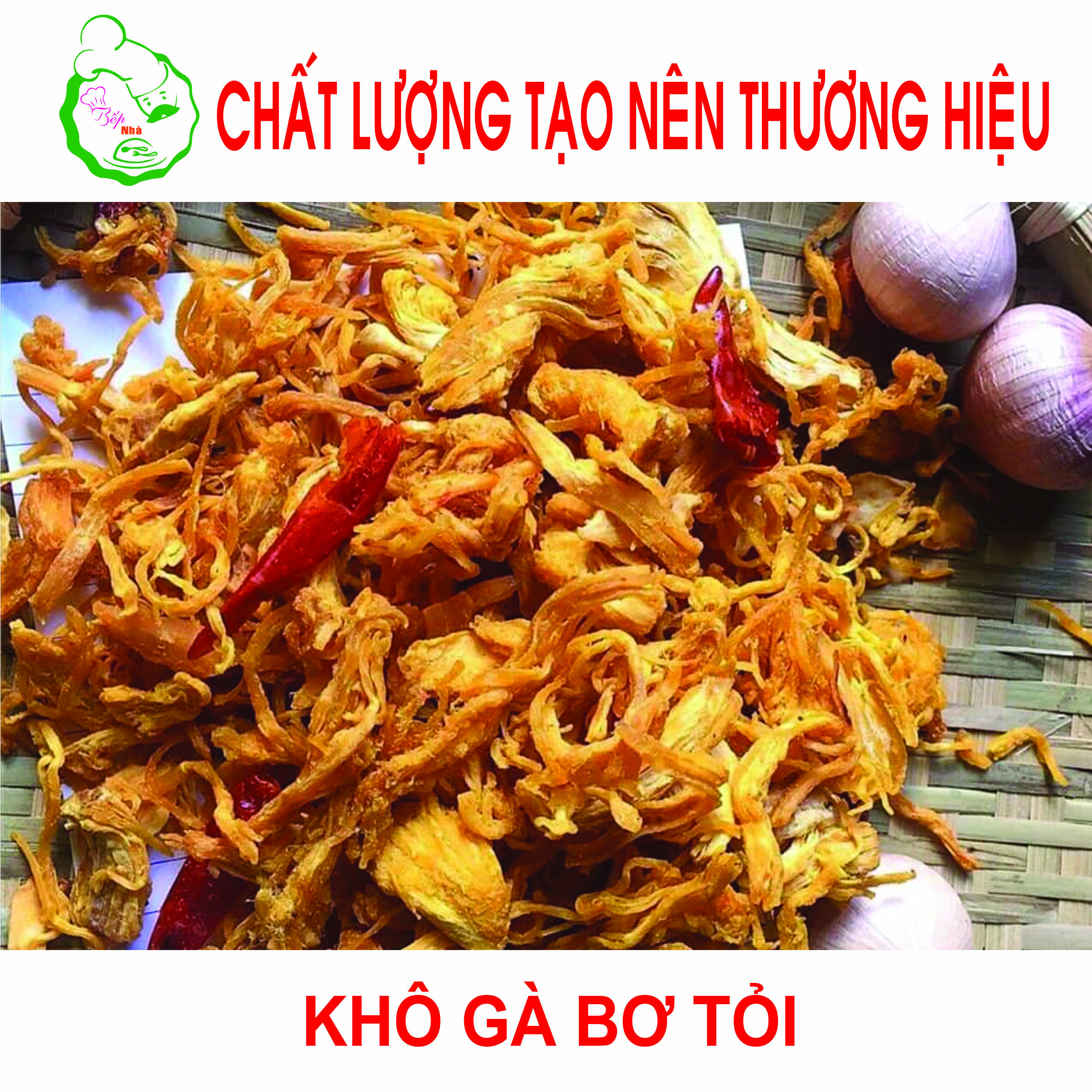 Khô gà bơ tỏi loại 500gr thơm ngon chuẩn vị loại 1 - khô gà xé sợi tự nhiên - đồ ăn vặt - thương hiệu khô gà bếp nhà