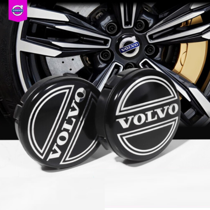 01 chiếc Logo chụp mâm, ốp lazang bánh xe ô tô, xe hơi Volvo đường kính 64MM ( màu đen )