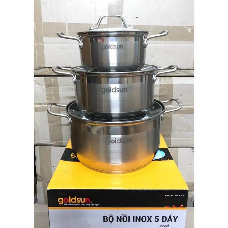 Bộ nồi inox goldsun 5 đáy ge41-3506sg