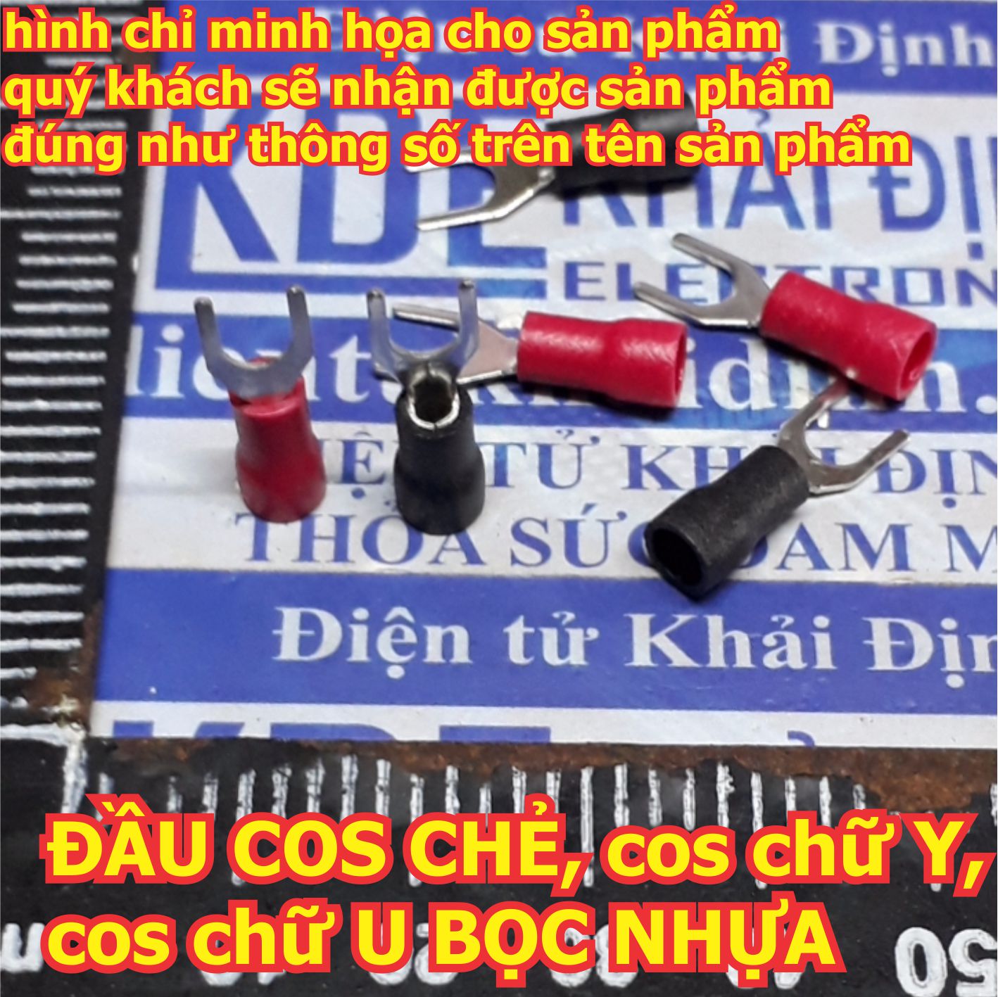 100 đầu cos nhựa chẻ, cos chữ y sv1.25-5u màu đen / đỏ dây 0.5-1.5mm2 kde2103