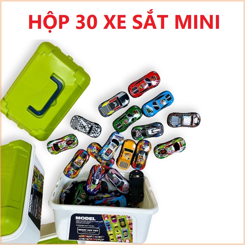 Xe ô tô đồ chơi trẻ em mô hình hộp 30 xe sắt mini chạy đà, đồ chơi xe ô tô, quà tặng sinh nhật cho bé