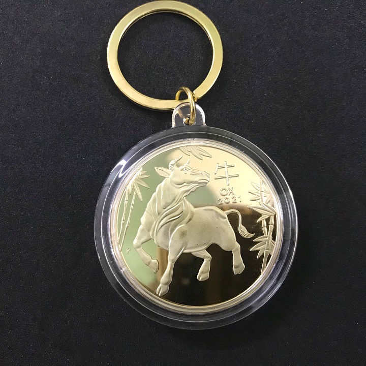 [HCM]Móc Khóa Xu Úc Hình Con Trâu Vàng dùng để treo chìa khóa giúp làm tăng thẩm mỹ may mắn cho người dùng-TMT Collection-SP005031