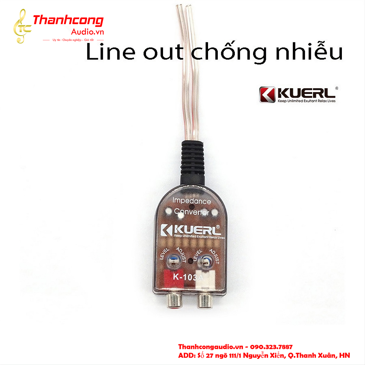 Line out chống nhiễu cho loa sub trên ô tô: Kuerl K-103A.