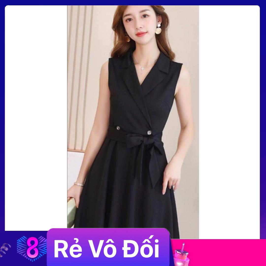 Đầm vest dự tiệc dáng xòe chất umi freesize 2 màu trắng đen