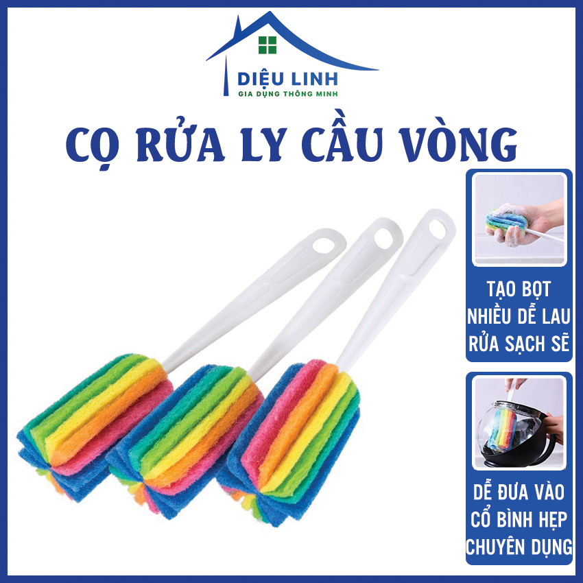 Cọ rửa bình sữa cây cọ rửa ly 7 màu - cọ rửa ly bình nước bình giữ nhiệt 7 màu cầu vồng cọ rửa ly, cốc chén uống nước bình sữa tiện dụng dieulinhshop