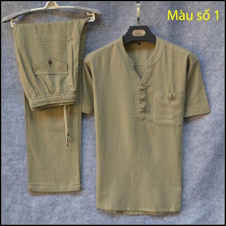 Bộ Đũi Nam Cộc Tay Đồ bộ Nam chất Đũi- d21